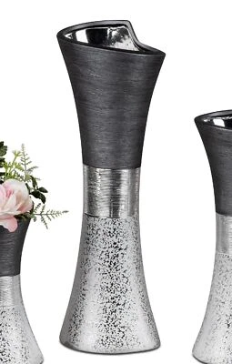 Deko Vase LUXOR in Tulpenform H. 40cm silber grau aus Keramik Formano - Bild 1 von 2