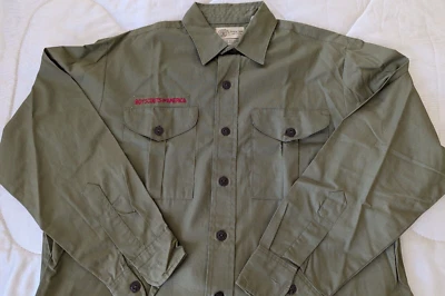1970's Vintage NOS Men's Boy Scout Uniform Shirt 15 1/2 x 32" Long Sleeve Cotton - Image 1 of 4