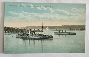 Bonita postal antigua sin usar buques de guerra Esquimalt puerto naval Victoria B.C. W20 - Imagen 1 de 3