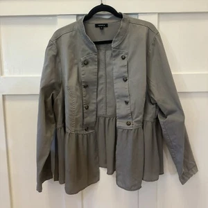 TORRID Gray Fabric Mix Raffle Military Peplum Jacket Women Blazer Size:4(4XL) - Picture 1 of 8