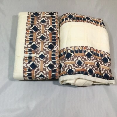 2 pliegues Martha Stewart y agradecimiento marrón/azul marino/marfil acolchado estándar algodón farsa Foto 1 de 4