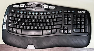 Logitech K350 Black Wave Unifying Wireless Keyboard NO USB RECEIVER DONGLE - Picture 1 of 10