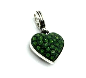 Brighton Cupid’s Kiss Dark Green Crystals Contempo Deco Two-Sided Silver Charm - Picture 1 of 7