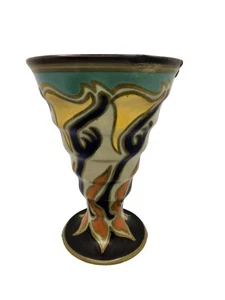 EARLY 1900'S GOUDA GOYA HOLLAND VASE ZUID ART NOUVEAU DESIGN 7.5x5" Read  - Picture 1 of 11