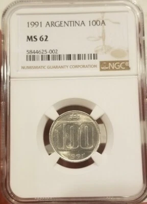 Argentina 100 Australes 1991  UNC Key Date Rare hard to find in unc conditi peso - Image 1 of 4