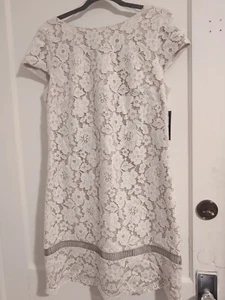 Vince Camuto Damen beige/gold Spitze & gefüttert Größe 12 Kleid neu mit Etikett - Bild 1 von 9