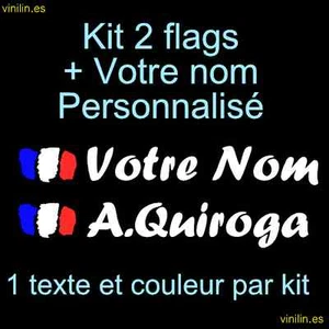 VINYL STICKER DRAPEAU ET NOM MOTO BIKE CASQUE SKATE LAME CAR PADDLE - Bild 1 von 1