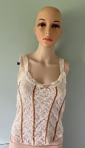 Ex Urban Outfitters Aida Spitzen Korsett Trägertop, Creme, XL - Bild 1 von 7