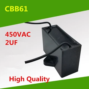Ventilador AC 450V 2 uF CBB61 condensador rectangular en funcionamiento 50/60Hz cable de plomo - Imagen 1 de 3