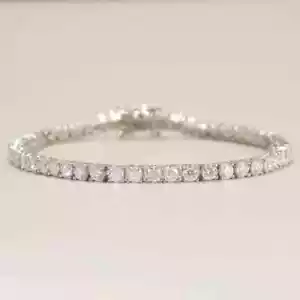 Men's 5.50 Ct Round Cut Lab Grown Diamond Tennis Bracelet Solid 14k White Gold - Picture 1 of 14