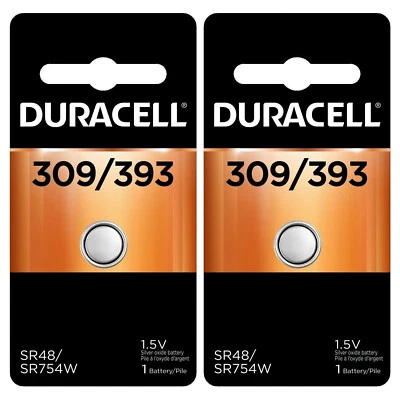 2 baterías de óxido de plata Duracell 309/393 (G5, SR48, G5A, SR754, SR754W, LR750) Foto 1 de 2