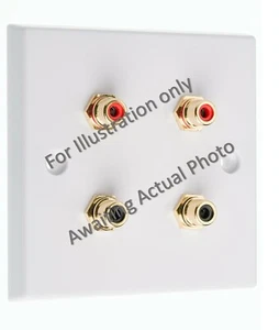 Altavoz de pared de audio RCA x 4 placa plana cromada hembra a hembra SIN SOLDADURA - Imagen 1 de 6