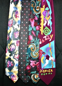 Lot of 4 Vintage Silk Neckties with Flamingo Joe Jazzy Dancer - Picture 1 of 4