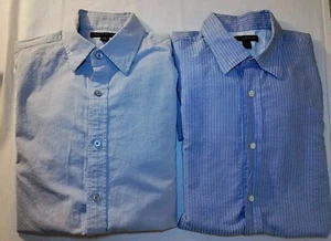Men Banana Republic Blue Ruffled Slim Long Sleeve Dress Shirts S (Lot of 2) NWOT - Picture 1 of 15