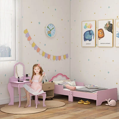Kids Bedroom Furniture Set with Kids Dressing Table, Stool, Bed, Cloud-Design - Image 1 of 4