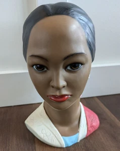 Vintage Lego Japan Indonesian Polynesian Girl Lady Head Chalkware Bust 60's - Picture 1 of 13