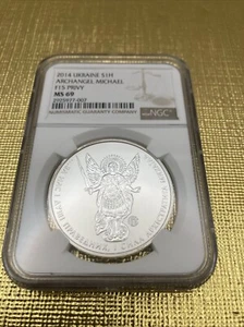2014 Ukraine Archangel Michael F15 PRIVY NGC MS69 - Picture 1 of 4