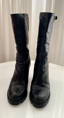 Jill Sanders женщин мотоциклиста черный загрузки каблуках середины икры 39 - Изображение 1 из 4