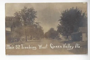 1908 Main St. Looking West, Green Valley, Illinois RPPC - Picture 1 of 2