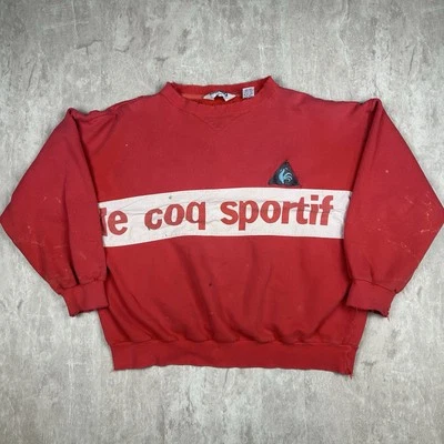 Vintage 90s Le Coq Sportif Embroidered Red Crewneck Sweatshirt Women’s Size XL - Image 1 of 4