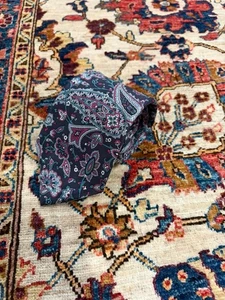 Christian Dior Vintage Seide Paisley Krawatte Marineblau Italien Stoff Hergestellt in den USA Herren - Bild 1 von 5