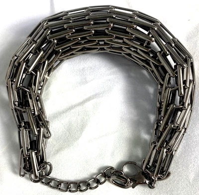 Y2k butalist, punk, rock biker contour woven tubular chain statement bracelet - Image 1 of 4