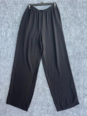 Eileen Fisher Pants Size S Black Crepe 100% Silk Pull On Flowy Classic Basic - Image 1 of 4