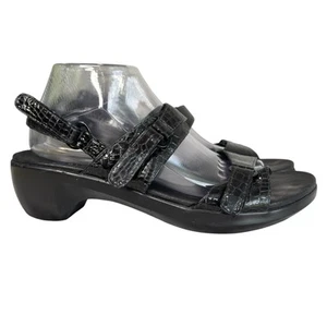 Aravon Patent Leather Combination Last Black Strappy Comfort Sandal Women's 10 D - Picture 1 of 14