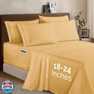 Elegant Comfort 1500 Premium Quality 6-Piece Bed Sheet Set - 18-24 Inch Extra - Picture 1 of 5