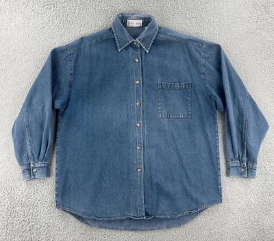 Vintage Anchor Blue Women’s Large Blue Denim Long Sleeve Button Up Shirt 90s Y2K - Image 1 of 4