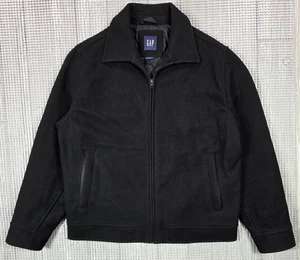 Giacca Bomber Vintage Gap Harrington Lana Nera Uomo Taglia M Trapuntata Foderata Y2k - Foto 1 di 18