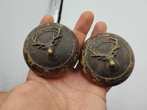 1 SET 2 ANTIKE MESSING BPOE ELCHE HIRSCH TÜRKNÖPFE #1 - Bild 1 von 9