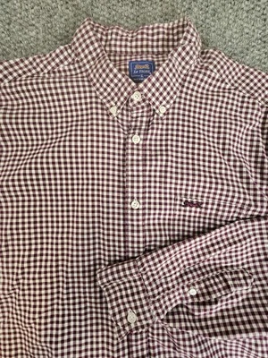 Le Tigre Shirt Mens Extra Large Maroon Gingham Button Up Casual Preppy Oxford XL - Image 1 of 4