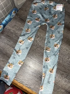 Cepelli Kids Sz S/m 6 7 8 10 Kitty Princess Leggings Gray Pink Nwt - Picture 1 of 6