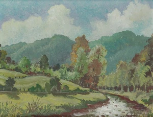 J. HÖTGEN (20.Jhd), Partie im Hönnetal im Sauerland, um 1960, Öl Moderne - Picture 1 of 5