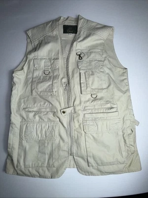 Chaleco de pesca con mosca Orvis vintage para hombre color caqui tostado bolsillo algodón talla L Foto 1 de 4