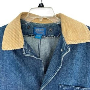 Vintage 90s Pendleton Denim Corduroy Jean Jacket Medium - Picture 1 of 6
