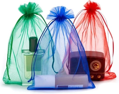 Bolsas de organza, 6 X 9 pulgadas, bolsa de malla con cordón, regalo de bodas dulces Navidad 50 piezas Foto 1 de 4