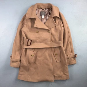 J.CREW Women's 14 Stadium Cloth by Nello Gori Peacoat Tan Wool Double Breasted - Picture 1 of 14