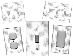 GREY AND WHITE MARBLE IMAGE HOME DECOR LIGHT SWITCH PLATES AND OUTLETS - Picture 1 of 30