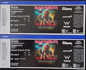 Iron Maiden 2x Ticket Waldbühne Berlin 30.07.2025 Sitzplätze Oberrang K4 Reihe 2 - Bild 1 von 1