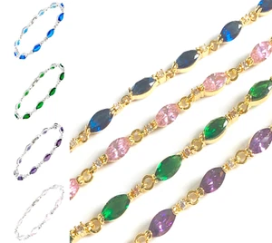 Real gold finish tennis bracelets , created diamonds & marquise gems CRUISE BXD - Picture 1 of 21