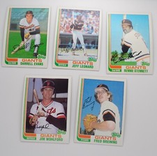 1982 Topps San Francisco Giants MLB Baseball Trading Cards - Your Choice