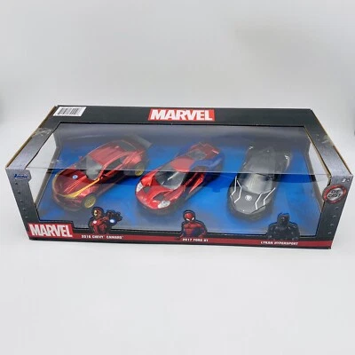 Marvel Ironman Chevy Camaro Spiderman Ford GT Black Panther Lykan Diecast *New* - Image 1 of 4
