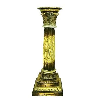 Pillar Candleholder Greek Roman Column Design Crackle Glazing Gold 16" - Image 1 of 4