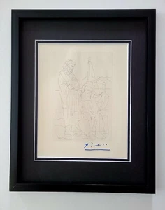 PABLO PICASSO 1962 SIGNED SUPERB ENGRAVING FRAMED + LIST $695 - Picture 1 of 2