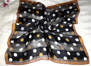 Beautiful ECHO Polka Dot 100% Silk Satin & Chiffon Small Square Scarf 20"x20"💖 - Picture 1 of 13