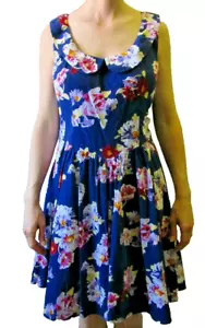 Vintage Dress Size 8 Navy English Floral Cottage Core Church Modest Gorgeous - Picture 1 of 11