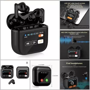 TWS Smart Touch Screen Bluetooth 5.4Headset ANC Wireless Headphone Earbuds IPX7^ - Picture 1 of 10