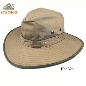 UPF40+ Cotton Twill Safari Hat With Weathered Cotton Trim Size S - 324 - Picture 1 of 5